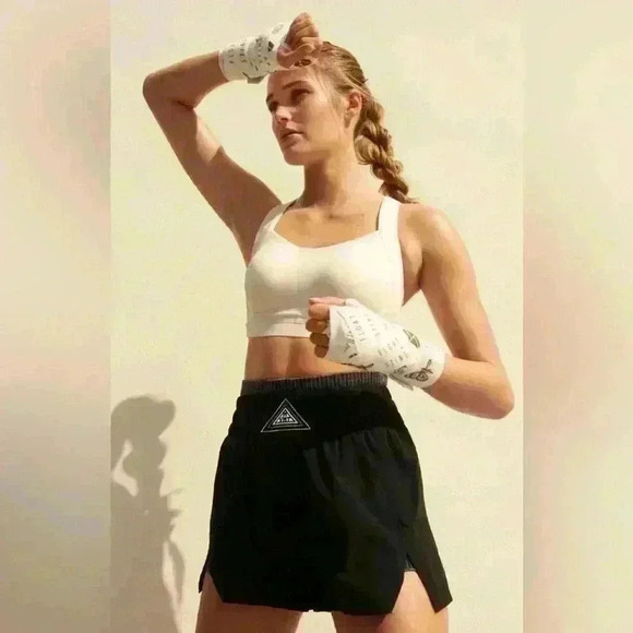 FP Movement High Rise Boxer Inspired Active Shorts | S | Black | Triangle Logo - Picture 11 of 12